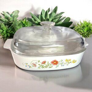 Corning Ware Wildflower Baking Dish with Pyrex Lid